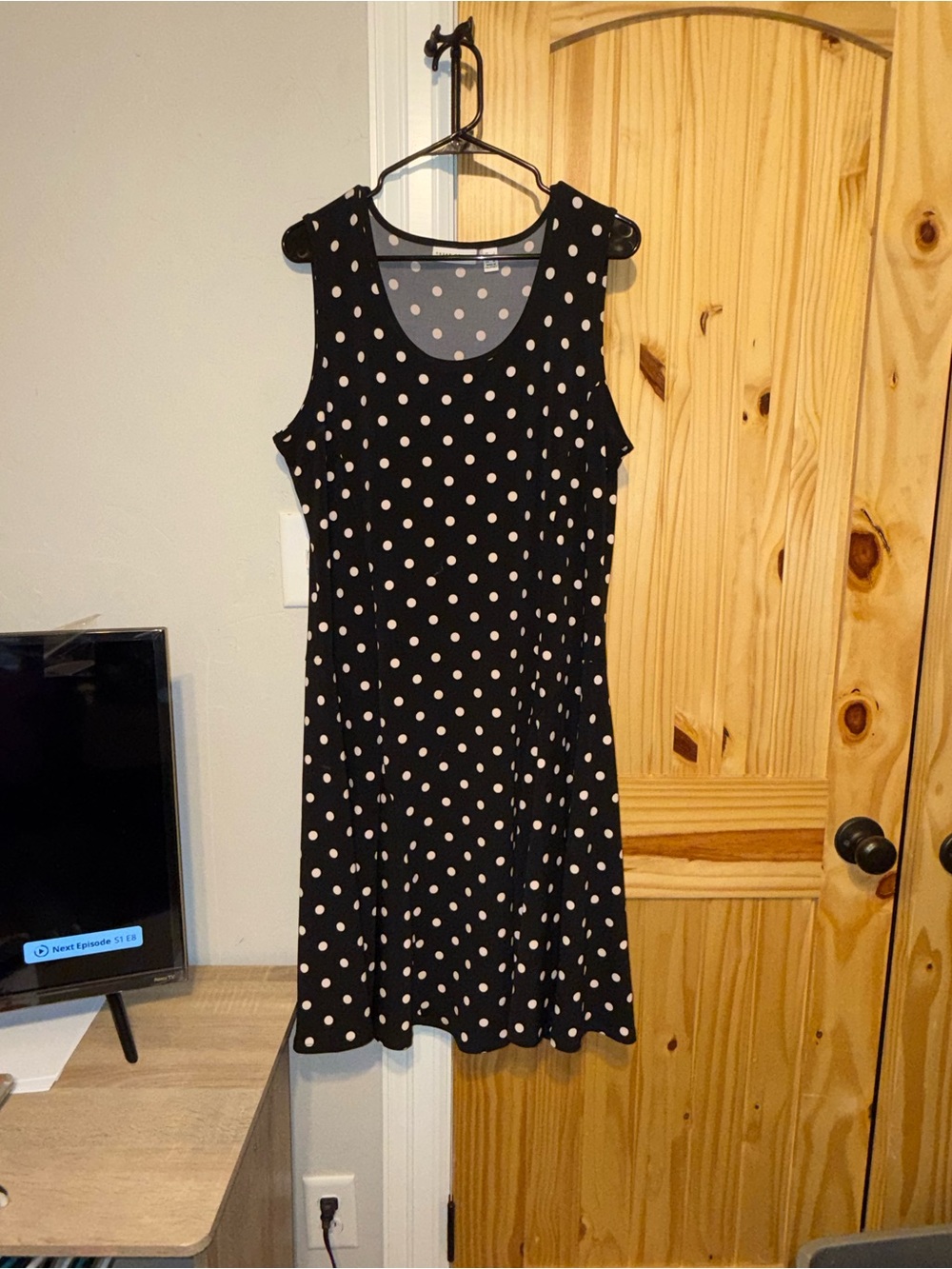 Susan Graver Sleeveless Black Polka Dot Dress